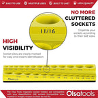Olsa Tools Magnetic Socket Organizer | 3/8-inch Drive | SAE | Yellow | Holds 16 Sockets | Professional Quality Tools Organizer
