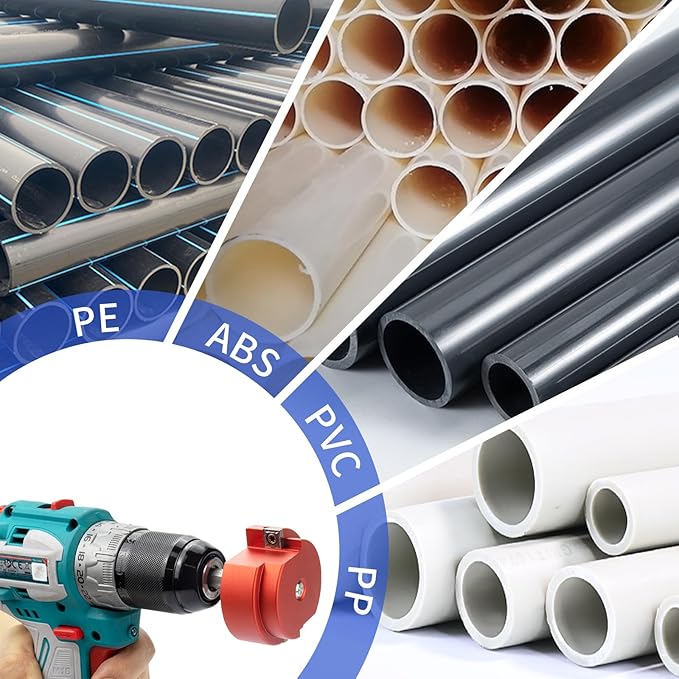 2 Wings PVC Pipe Reamer, Plastic PVC Pipe Fitting Saver Kit Fit into Standard 1/2" Drills 3inch Head Socket Saver Tool