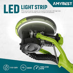 AMYBEST Drywall Sander, Powerful Electric Drywall Sander with Vacuum Dust Collection, 5 Speed 1000-2100 RPM, Popcorn Ceiling Remover, LED Light & 12 Sanding Discs, Extendable Handle (GREEN）