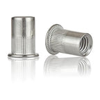 Rivet Nut Installation Tool Set Flat Head Rivnut Threaded Insert Nut Kit SAE & Metric for Metal Heavy Duty Zinc Plated Nutsert (5/16-18(Rivet Nut-30pcs, Stainless))
