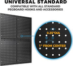 Heavy Duty 4-Panel Pegboard Wall Organizer & 32 Peg Hooks - Four Black Metal Peg Board Panels for Shops or Warehouse - Garage Tool & Walls Organizer - Modular Complete Kit With Installation Hardware