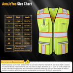 Class 2 Safety Vest with Zipper Front and multiple Pockets, High Visibility Vest, Meets ANSI/ISEA Standards