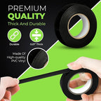 Black Electric Tape, Professional Grade 3/4 inch x 66ft, PVC Electrical Insulating Tape for All Weather, U/L Approved, Waterproof, Home Improvement Electrical Equipment, Pack of 20