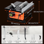 8-inch Table Saw for Jobsite, 6.7-Amp Copper Motor, Cutting Speed up to 3576RPM, 24T Blade, Compact Portable Table Saw Kit, with Sliding Miter Gauge DIY Woodworking and Furniture Making, Orange