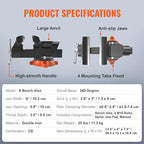 VEVOR Bench Vise, 6-inch Jaw Width 5.9-inch Jaw Opening, 360-Degree Swivel Locking Base Multipurpose Vise w/Anvil, Heavy Duty Ductile Iron Workbench Vise w/Bolts & Nuts, for Drilling, Pipe Cutting