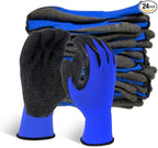 Evridwear Crinkle Latex Rubber Hand Coated Safety Work Gloves for Men Women General Multi Use Construction Warehouse Gardening Assembly Landscaping (Large,Blue- 12Pair)