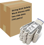 Evridwear Cotton Polyester String Knit Shell Safety Protection Work Gloves for Painter Mechanic Industrial Warehouse Gardening Construction Men One Case (12 PairsX16) With Two Side dots, XL Size