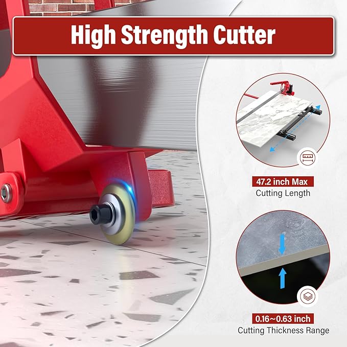 IKOVWUK 48 inch Tile Cutter, Manual Tile Cutter Tool with Anti-Skid Feet, High Precision Ruler & Triangle Assist, Durable All-steel Frame for Professional Cutting