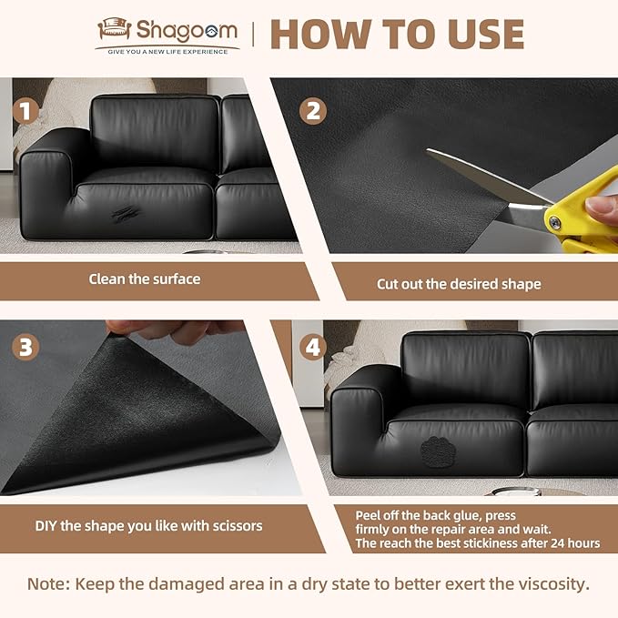 Leather Repair Patch, 17X79 Inch Repair Patch Self Adhesive Waterproof, DIY Large Vinyl Patches for Couches, Furniture, Kitchen Cabinets, Wall （Brown, 17X79 Inch）