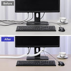 Cable Management Sleeves 1.5in - 2 Pack 4.1ft Split Braided Cable Sleeve White, Wire Organizers for Cords, Hard PE Cord Protectors from Pets, Flexible Cord Wrap Wire Sleeve for Computer Cord Organizer