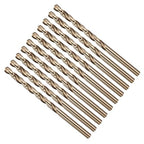 Drill Bit, #12 Cutting Diameter, 4341 HSS Gold Finish 135° Cutting Angle Number Jobber Bits - (Applications: for Drilling Soft Metal Plastic Wood), 10-Pieces