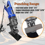 1300W Electric Hydraulic Hole Puncher with 5 Dies (Φ1/4", 3/8", 1/2", 11/16", 4/5") - Angle Steel Punching Machine for Steel, Iron, Aluminum, Copper Plates Mustrod