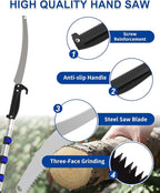 26FT Reach Pole Saws for Tree Trimming, Manual Pruning Pole Saw with 5-20FT Telescoping Extension Pole, Tree Pruner Tree Trimmer with 19" 3X Detachable Saw for Yard Garden Trees Palms Shrubs