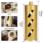 4.25" Dry Drill Core Bits for Cured Concrete with Rebar Brick Blonck Masonry etc 12.2in/310mm Drilling Depth，10mm Diamond Segment Height，2 Adapters