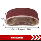 4x24 Belt Sander Sanding Belts, 12 Pcs Durable 4 x 24 Inch Sanding Belts60/80/120/180/240/400 Assorted Grits Aluminum Oxide Sanding Belt for Woodworking Metalworking