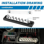 GLOSO Common Bus Bar Power Distribution Block Marine Busbar Battery Terminal Distribution Block with Cover 150 Amp Rating 12P