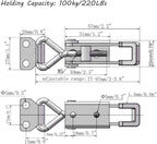 2pcs Toggle Latch Clamp 4001, Adjustable 304 Stainless Steel Pull Hasp Latches, Quick Release Hand Tool Toggle Clamp for Smoker Lid Jig,Case Trunk,Door,220Lbs Holding Capacity
