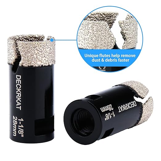 Diamond Hole Saw, 1-1/8" Hole Saw for Tiles Granite Marble Ceramic Glass Porcelain, 28mm Core Drill Bit with 5/8-11 Thread and 3/8” Hex Shank Adapter for Angle Grinders & Drills