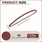 HARFINGTON 3/8 x 21 Inch Sanding Belts, 5 Pcs 80 Grits Aluminum Oxide Abrasive Belt Sander File Belt for Woodworking, Metal Polishing, Knife Sharpener