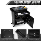 5-Drawer Rolling Tool Chest with Wheels - High Capacity Tool Cabinet with Detachable Top Toolbox for Garage and Workshop Organization - Metal Tool Cart with Liner & 4 Hooks, Black