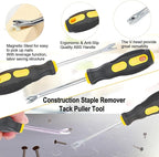 4Pcs Upholstery and Construction Staple Remover with Tack Puller Tool, Nail Puller, Carpet Nail Remover, Heavy Duty Staple Puller Remover, for Furniture Floor Wooden Case Carton Photo Frame