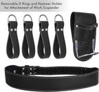 Heavy Duty 19 Pocket Leather Tool Belt Suspender Multipurpose Pockets Work Organizer Pouch Framing Fat Lip Tool Holder for Carpenter, Construction, Handyman, and Electrician Tool Belt Set