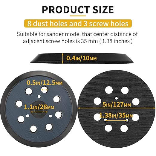 2 Pack 5" 8 Hole Hook & Loop Replacement Sander Pads Compatible with Makita Orbital Sander BO5010 BO5030K BO5031K BO5041K, Replacement Parts #743081-8/743051-7 (3 Screw Holes Sander Pads