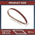 12 Pcs Sanding Belts 3/8 x 21 Inch 40 Grit Aluminum Oxide Abrasive Sandpaper for Belt Sander Metal Grinding Wood Working Weld Rust Removal