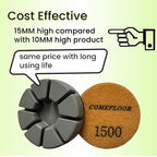 Diamond Floor Polishing Pucks for Terrazzo, Marble, Granite, Concrete Floor, 3 Inch 15mm Resin Bond Hook and Loop Polishing Pad, 1500#, 3PCS
