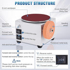 6 Inch Benchtop Disc Sander and 3 Inch Bench Grinder Machine for Wood, Crafts, Scissors Sanding, 6-inch Disc, 3-inch Sanding Wheel, Stepless Speed Control, Dual Motor Control