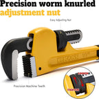 10 Inch Pipe Wrench, Heavy Duty Forged Steel Adjustable Wrench with Precision Worm Gear and Serrated Jaw, for Plumbing & Pipe Maintenance