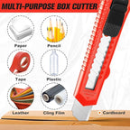 20 Pack Utility Knife, Box Cutter Retractable, Box Knife for Cartons, Cardboard, and Boxes, Box Opener with 10 Pieces 18mm Snap-off Blade, Razor Knife for Office and Home Use, Box Cutters