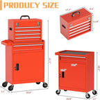5-Drawer Rolling Tool Chest with Wheels, Lockable Metal Tool Box with Drawers, Detachable Top Cabinet & Storage Cart for Garage Workshop,Repair Room(Red)