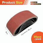 KonaFlex Sanding Belts 20 Pack 3x18 Inch Belt Sander Paper Aluminum Oxide with 60/80/120/150/240 Grits for Woodworking, Paint Sanding, Metalworking, Rust Removal