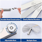 2PCS Feeler Gauges Set, Stainless Steel 32-Blade Straight and 16-Blade Offset Filler Gauge with Dual-Marked SAE & Metric Sizes, Feeler Gauges for Valves, Spark Plug Gap Tool