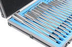 Accusize Industrial Tools 29 Pc Set 1/16 to 1/2 inch by 1/64 in HSS M2 Premium Chucking Reamers, Straight Flute, Aluminum Case, 5528-SF00