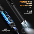 3.7V Mini Electric Screwdriver,50 in 1 Precision Screwdriver Set,Small Repair Tool Kit with 5 Torque/500mAh Battery/OLED Display/4 LED Lights for Electronics Computer/Phone/Camer/Eyeglass/Watch
