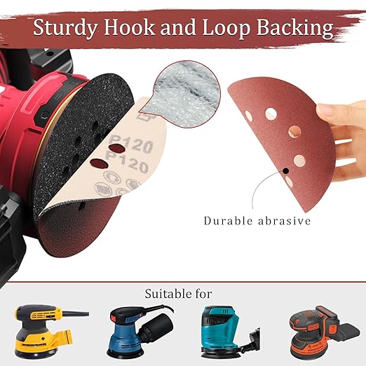 80 PCS 40 Grit Sanding Discs 5 inch, Hook and Loop Sandpaper for Random Orbital Sander