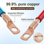 Thick Copper Electric Wire Lugs,10Pcs Bare Copper Gauge 6Awg-5/16(M8) Ring Heavy Duty Battery Cable Lugs Ends Ring Terminals Connectors with 10Pcs 3:1 Heat Shrink Tubing Assortment Kit