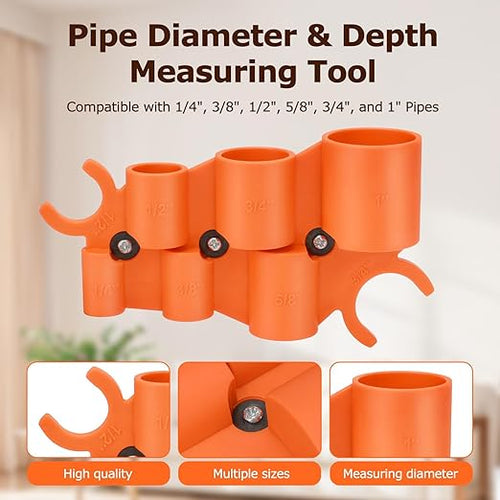 1/4''–1'' Depth Gauge and 1/8'' to 1-5/8'' Pipe Deburring Tool Kit, Plumbing Tool Set with Inner-Outer Reamer and Chamfer Tool for PVC, PPR, CPVC, Copper, Brass, Aluminum Tubing, 2 Pack