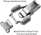 2 Pack Small Stainless Steel Spring Toggle Latch and Hook, Spring Draw Locking Catch Clamp Lacth with Screws for Toolbox Cabinet Boxes, 2-7/10 inch x 1 inch