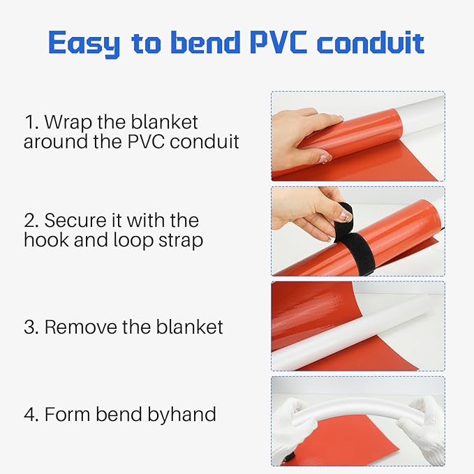 PVC Heating Blanket, PVC Conduit Bender Use High-Quality Silicone Material, Faster heating speed with Longer Service Life, 120V/200W (3-1/2" To 4")