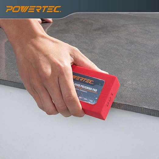 POWERTEC Diamond Hand Polishing Pads 100 Grits 1Pack, Diamond Sanding Block for Polishing and Grinding Porcelain, Ceramic Tile, Glass, Granite, Stone, Wood & Metal (71905)