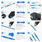 Kuject 720PCS Heat Shrink Wire Connectors Kit, Electrical Waterproof Crimp Butt Terminals, Insulated Spade Connectors for Automotive Marine Boat Truck, Include Rings Forks Spade Butt Splices