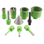 Diamond Core Drill Bits Set - 10pcs Tile Hole Saw Kit 6/8/10/25/35/50/65mm with 2" Diamond Beveling Chamfer Bits for Porcelain Ceramic Tile Granite Marble