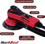 Bucktool 3.0 Amp 6 Inch Orbital Sander Brushless Motor, 4000-10000 Variable Speed, 5mm Orbit Diameter, with Precision Dust Control & 4 Sanding Pads