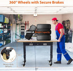 60" Work Bench, Heavy Duty Adjustable Height Table with Power Outlets, Portable Garage & Workshop Work Bench, 2000 LBS Capacity, Office, Home Use, Easy Assembly, Multipurpose Utility Table