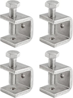 Mini C Clamps Stainless Steel 0.83 Inch for Working, Heavy Duty Small U Clamps for Metal Mounting, Universal Desk Clamp with Stable Wide Jaw Opening/I-Beam Design (4pcs)