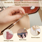 ZXIIXZ 6 Pcs Scratch Awl Tool, Awl Tool Sewing with Wooden Handle, Leather Stitching Sewing Awl Leather Scratch Awl Punch Tool for Stitching Punching Sewing DIY Leather Craft Repair