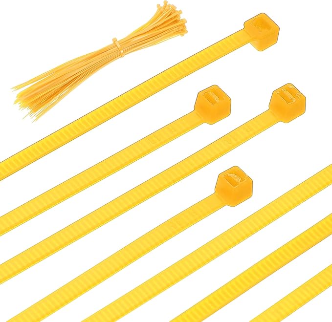 PATIKIL Cable Zip Ties 8 Inch, 100 Pcs Self-Locking Nylon Wire Tie Wraps Heavy Duty Cord Management with 50 lbs Tensile Strength for Indoor and Outdoor, Yellow (0.1"W)